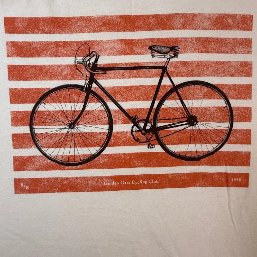 Banana Republic Vintage Bike Graphic T-Shirt Cycling Club‎ Stripe Tee XL